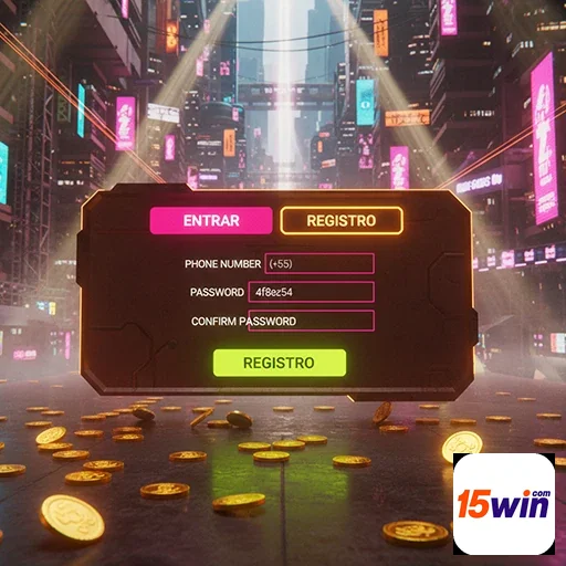 Imagem de um celular mostrando o aplicativo cassino da 15win